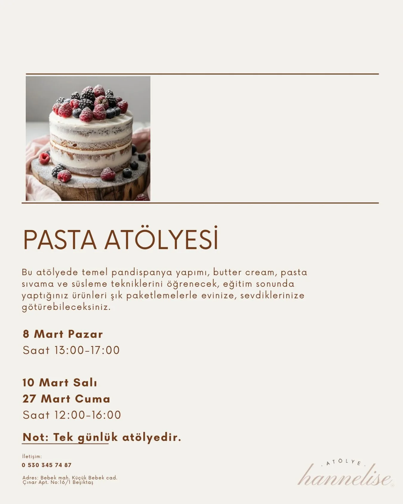 Pasta Atölyesi etkinliğinden bir anı